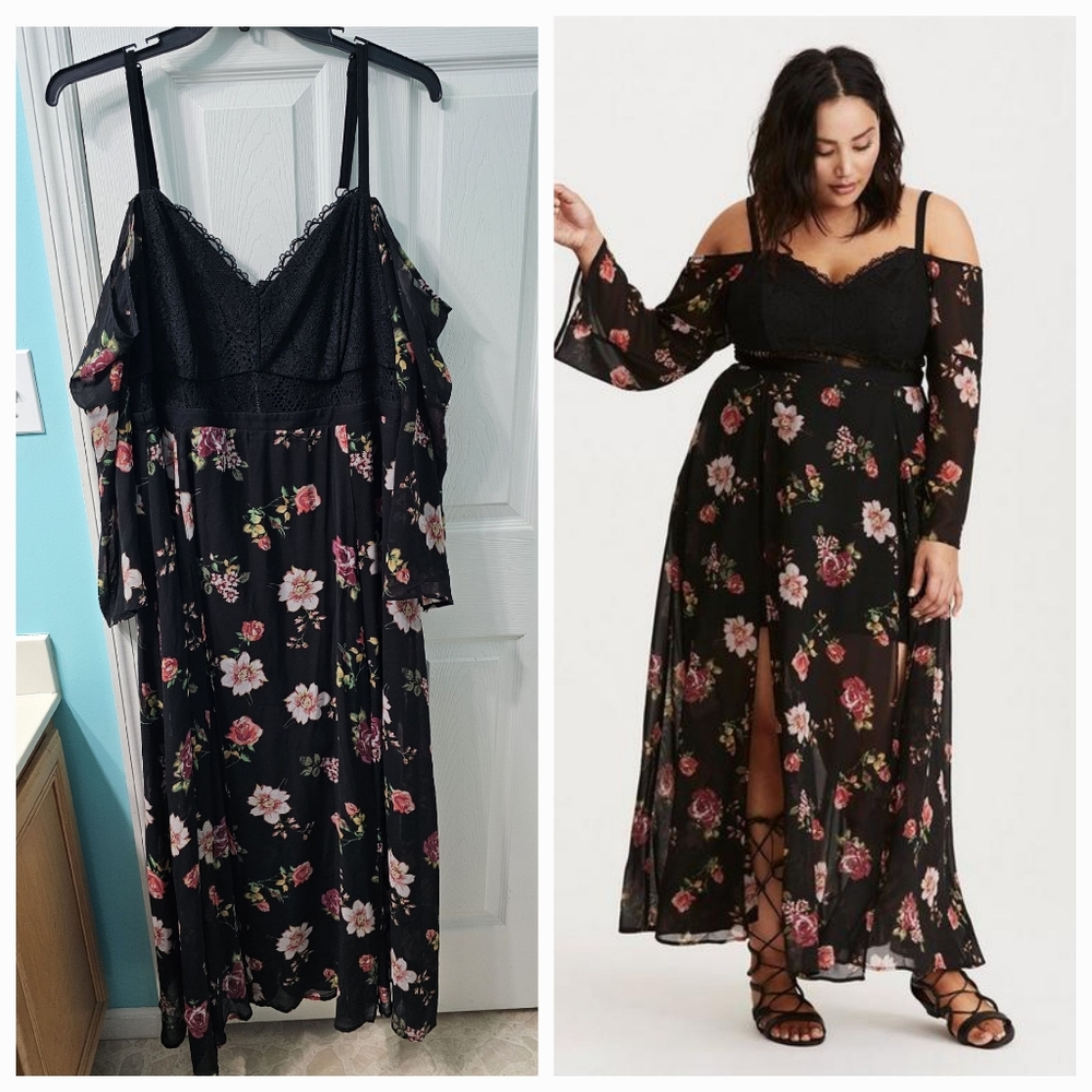 Torrid Floral Cold Shoulder Maxi sz 22